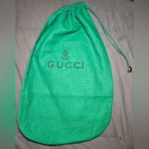 Gucci Dark Green Gold Bead Storage Dust Bag 15" x 9" Handbag Protector Logo Rare